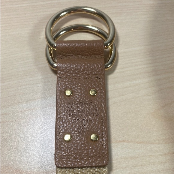 MICHAEL Michael Kors Tan and Brown Leather Belt with Brass Buckle - Picture 4 of 5
